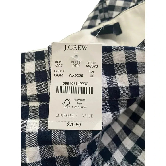 J. Crew Women's Black & White Slim Leg Plaid Print Pull-On Stretch Pants Size 00 - Picture 6 of 7